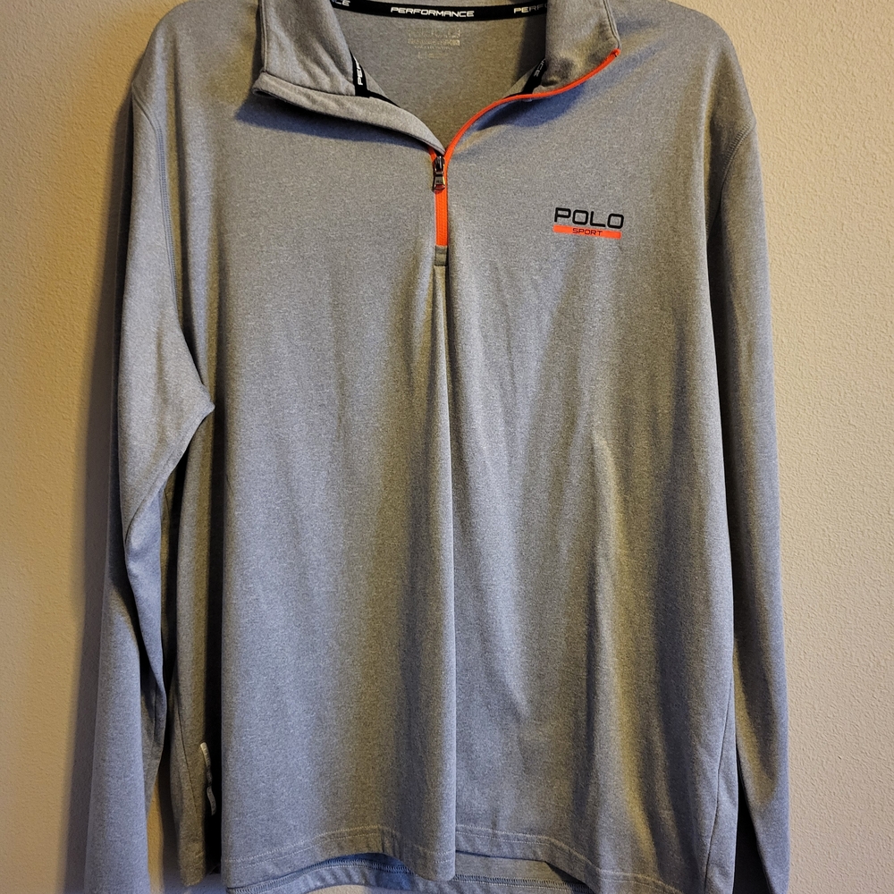 Polo by Ralph Lauren Gray Long Sleeve Shirt with Orange Accents Size Large